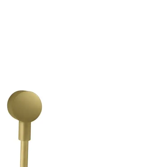 Wandanschluss in gebürstetem Messing von AXOR, mit rundem Design und einem senkrechten Anschlussrohr, geeignet für verschiedene Installationen.